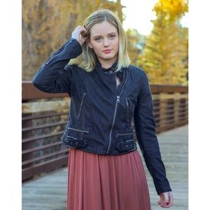 Free People Black Fenix Vegan Moto Jacket NWT